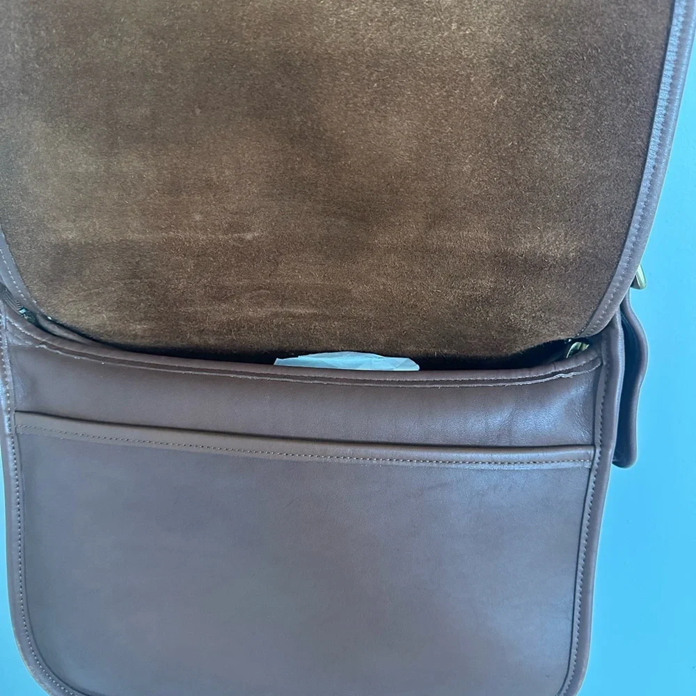 Old Vintage Coach Brown Leather Shoulder Bag with Adjustable Straps - Picture 9 of 10